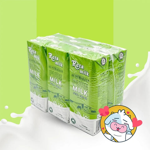 Sữa Tươi Úc Tiệt Trùng Reta Milk Ít Đường 200ml - Lốc 6 hộp