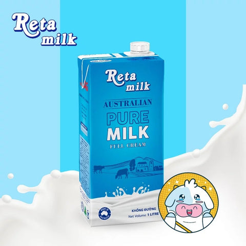 [Reta Milk] Sữa Tươi Úc Tiệt Trùng Không Đường 1000ml